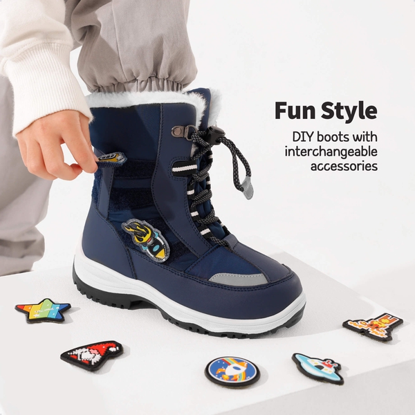 Kids Interchangeable Non-Slip Snow Boots - NAVY - 1